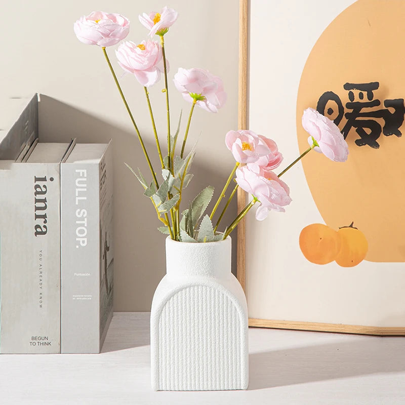 Modern White Decorative Vase – Minimalist Flower Vase for Home & Table Decor