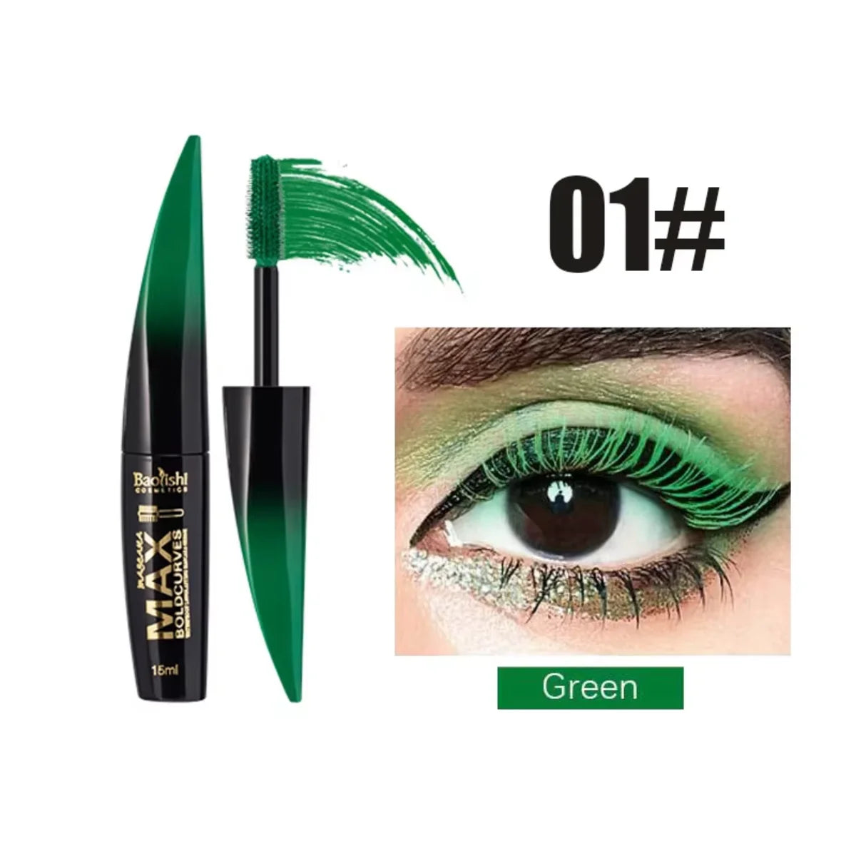 Mascara 6 couleurs grosse brosse épais et recourbant facile à appliquer waterproof longue tenue portable