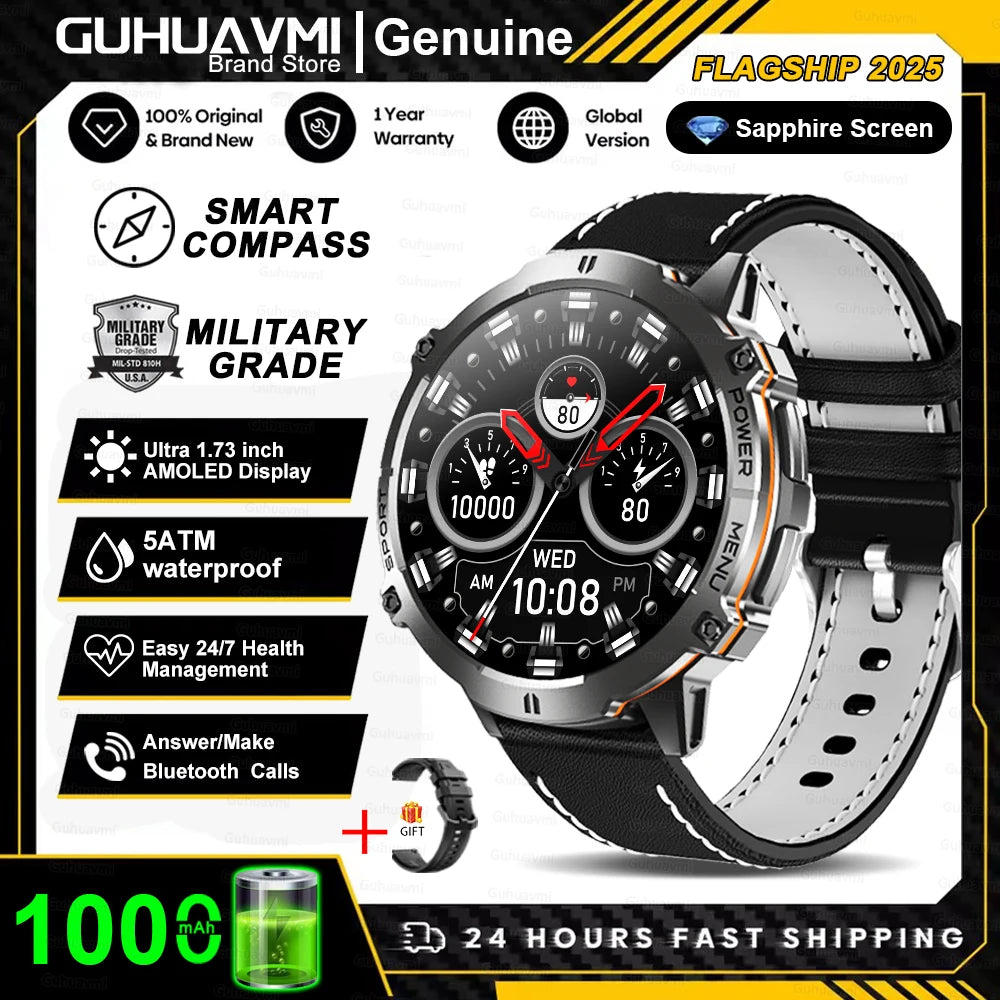 T-rex 3 qualité militaire 1000mAh batterie montre intelligente 10ATM étanche GPS boussole altimètre appel AMOLED hommes natation sport Smartwatch