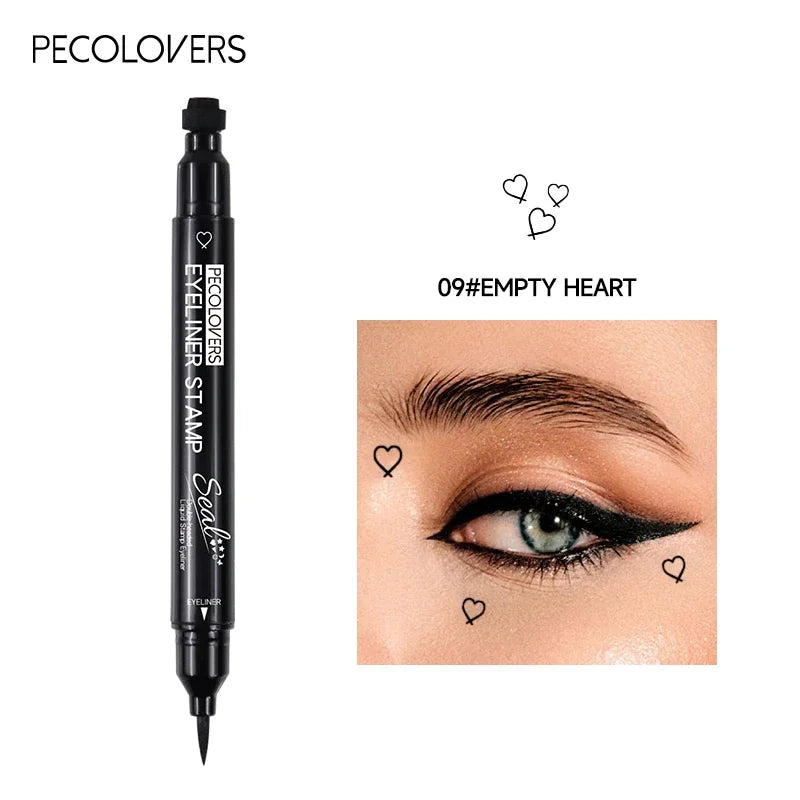 Eyeliner double embout 1 pc – motifs étoile, cœur, lune, waterproof, séchage rapide, adapté aux débutants et professionnels