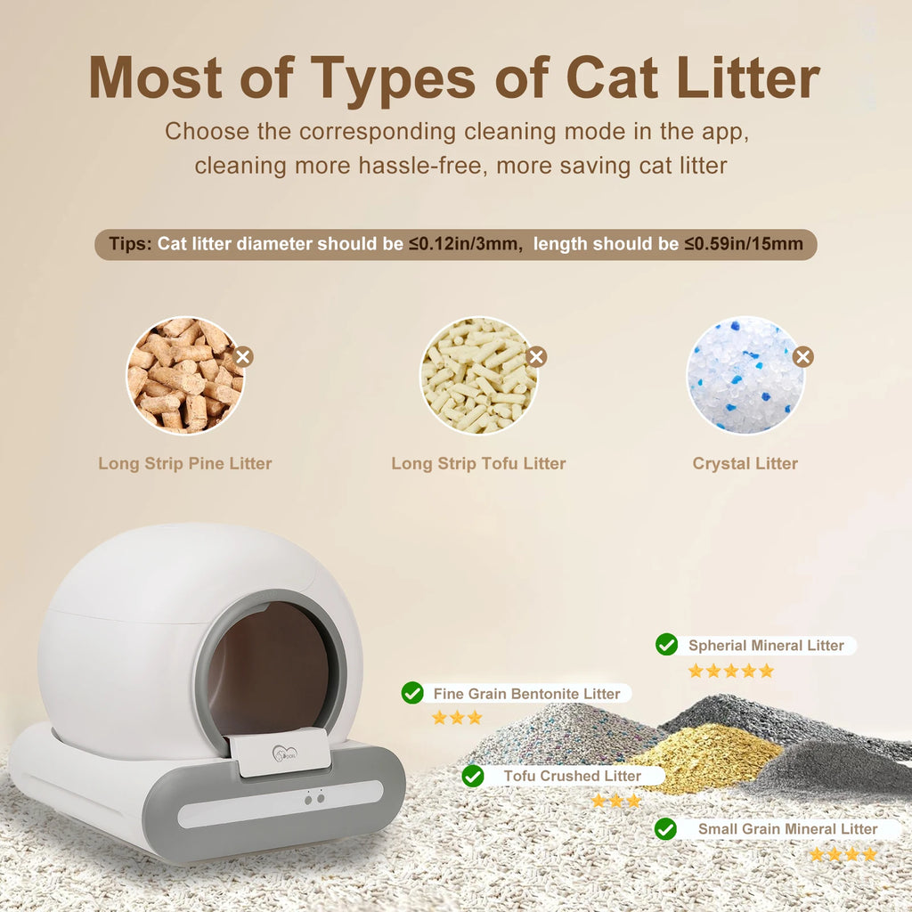 65L Self-Cleaning Cat Litter Box – Smart App-Controlled Automatic Litter Box