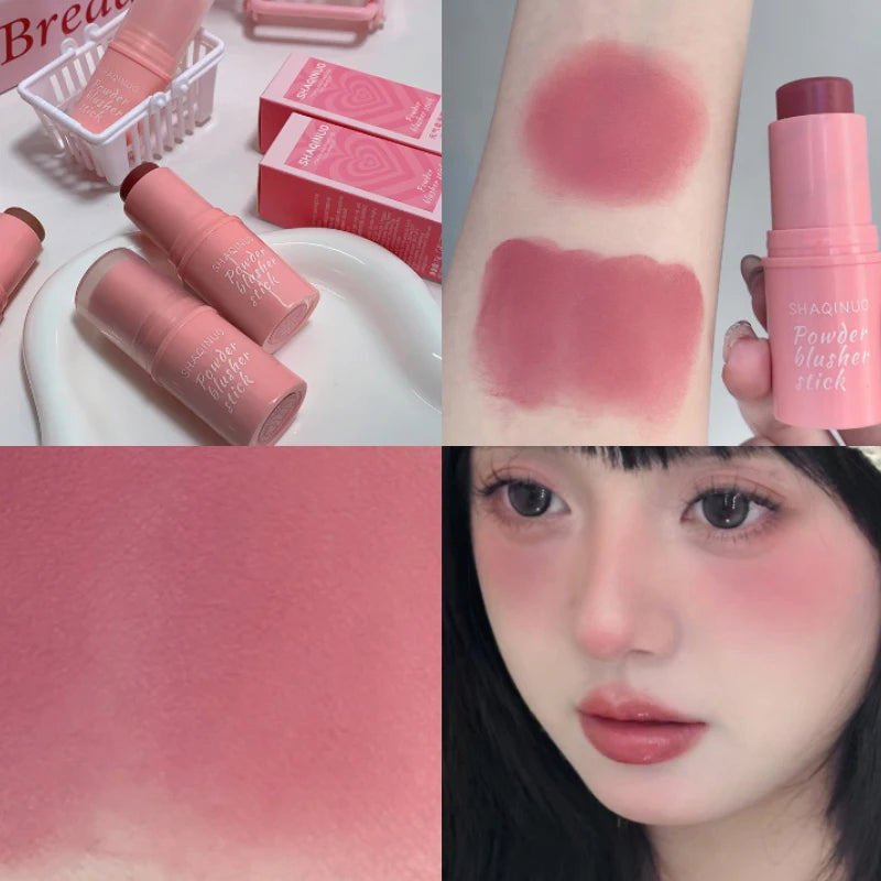 Blush stick énergisant – Fini mat naturel, texture crémeuse, facile à estomper – Pour un teint frais et éclatant