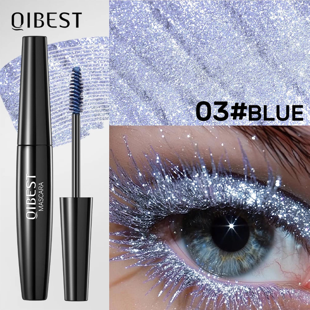 Mascara pailleté diamant rose waterproof séchage rapide volume et recourbant longue tenue cils scintillant maquillage