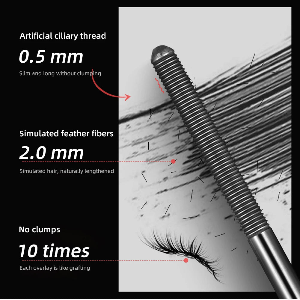 Mascara métal tube fibres de soie waterproof noir cils longs recourbés extensions anti-agglomération