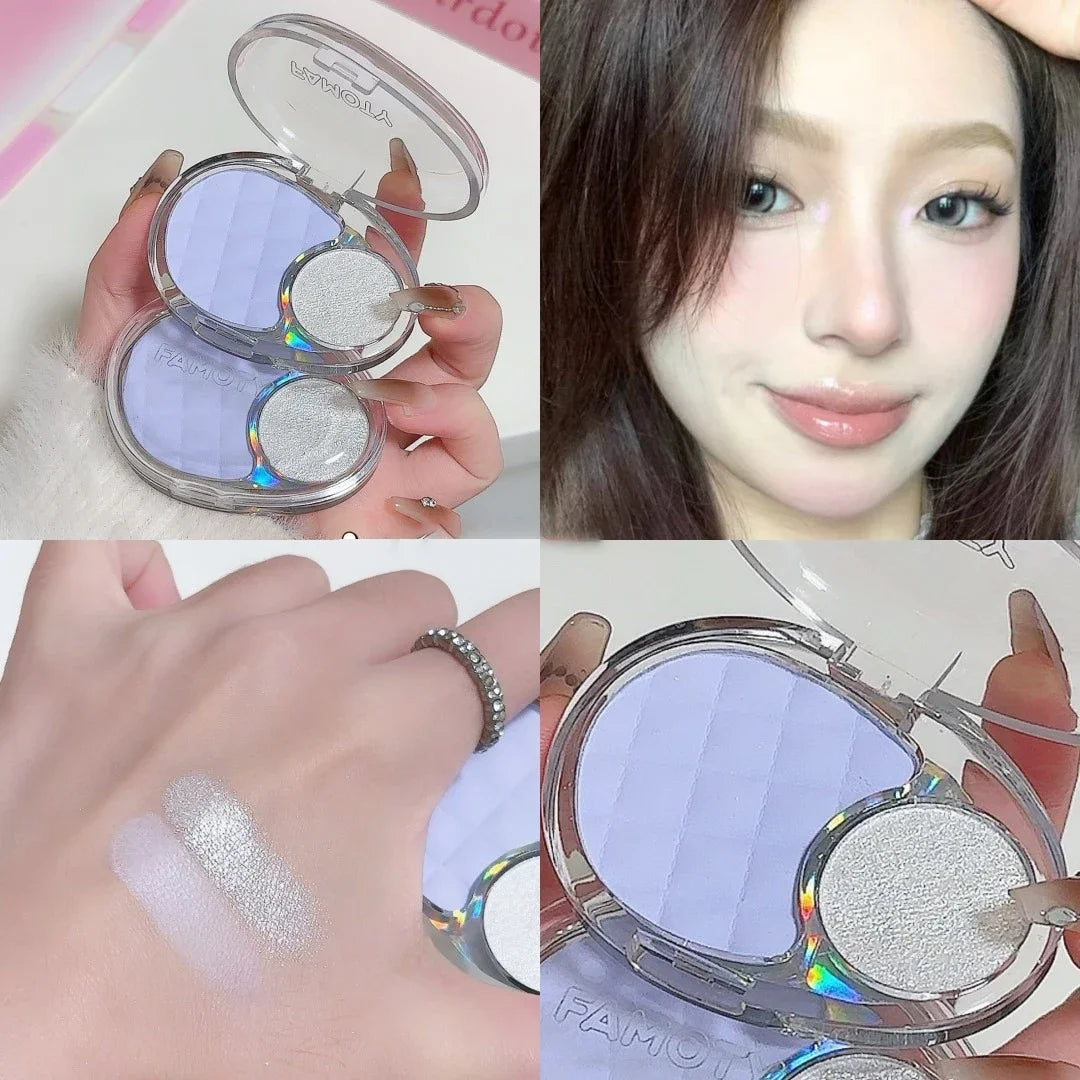 Palette Blush Éclaircissante et Brillante — Fard Velours Mist, Highlighter, Fini Mat et Pailleté, Ombre pour Contour des Joues