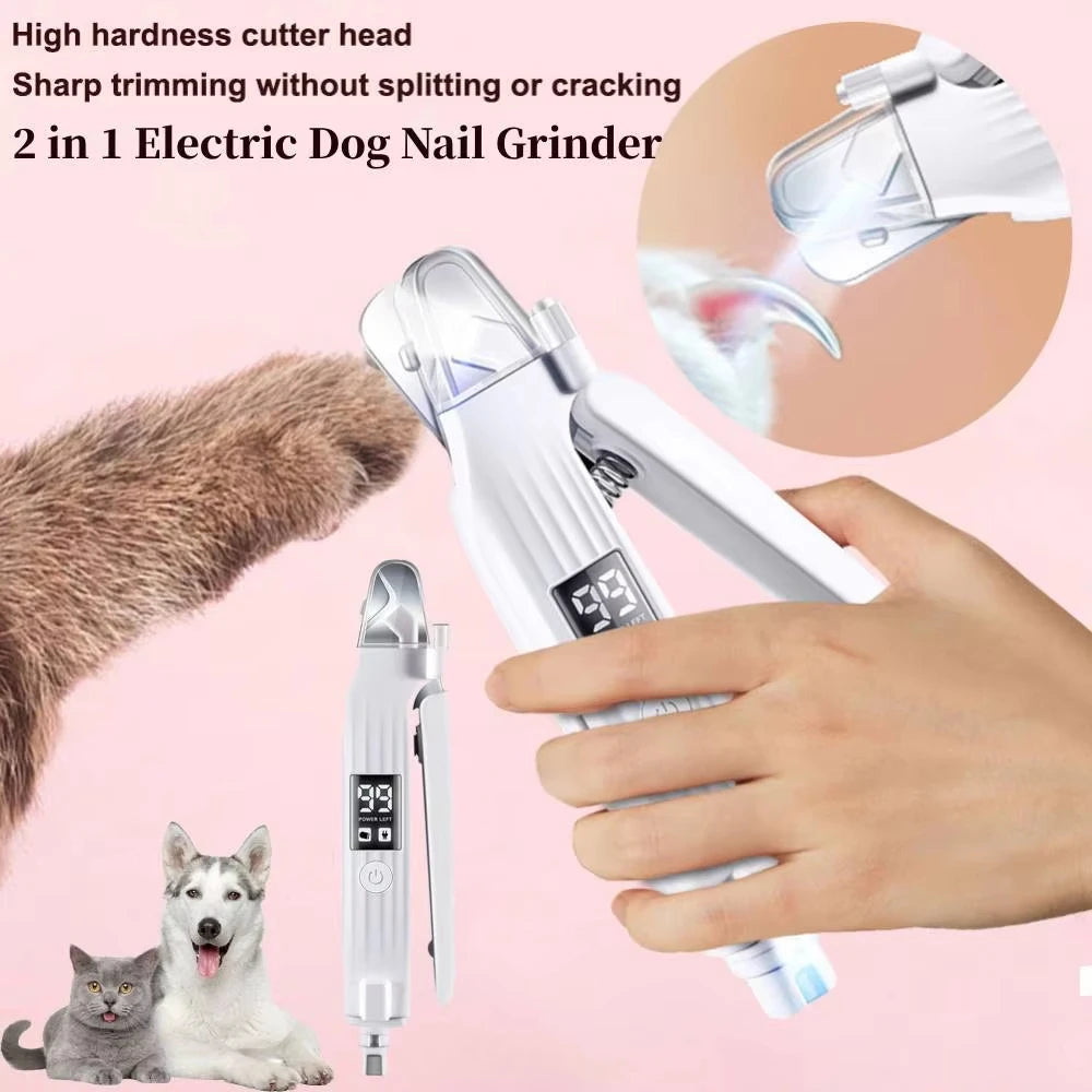 2-in-1 Electric Pet Nail Trimmer & Grinder with LED Light for Dogs & Cats