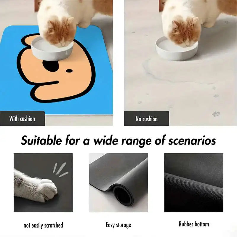 Non-Slip Pet Feeding Mat – Washable Anti-Spill Food & Water Placemat