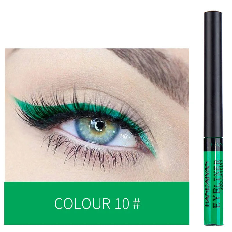 Eyeliner Néon UV — stylo liquide waterproof, fini mat, couleurs vives jaune, rouge et violet, maquillage yeux