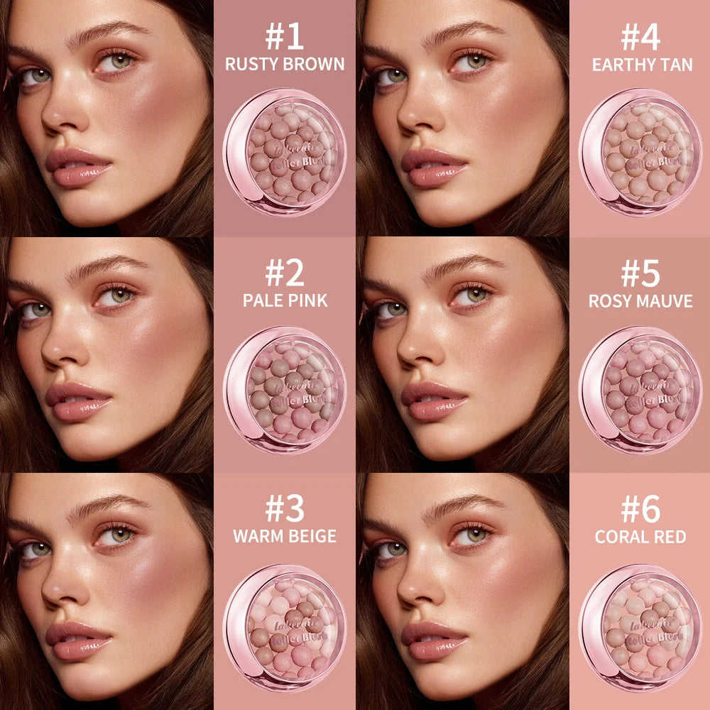 Blush Sphérique à Rouleau avec Pinceau — Maquillage Naturel, Longue Tenue, Fini Perlé, Pour Joues et Contour du Visage, Cosmétiques pour Femmes