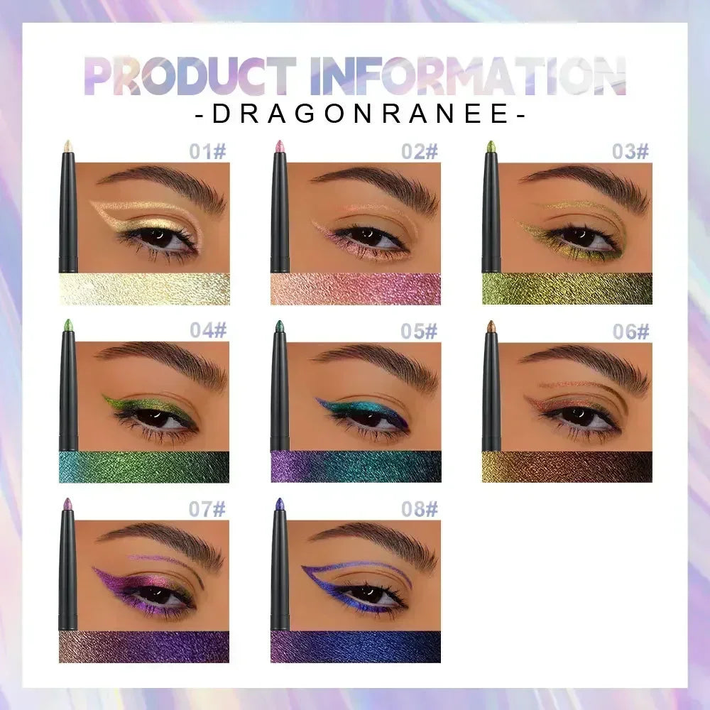 Eyeliner Pailleté– Multi-Chrome, Longue Tenue, Métallique, Ombre à Paupières Brillante, Teintes Vert et Violet