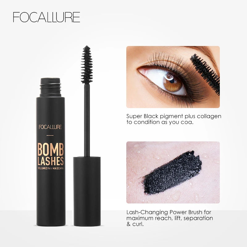 Mascara 3D fibres de soie noir volume et recourbant waterproof extensions cils épais