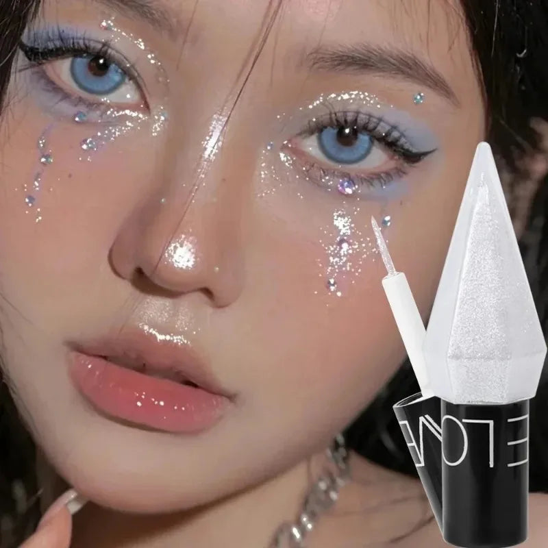 Eyeliner pailleté scintillant – fard à paupières waterproof, argent, or rose, couleurs brillantes et éclatantes pour un maquillage glamour