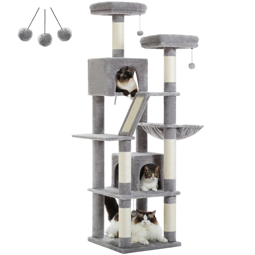 Multi-Level Cat Tree Tower – Cat Condo, Hammock & Scratching Activity Center