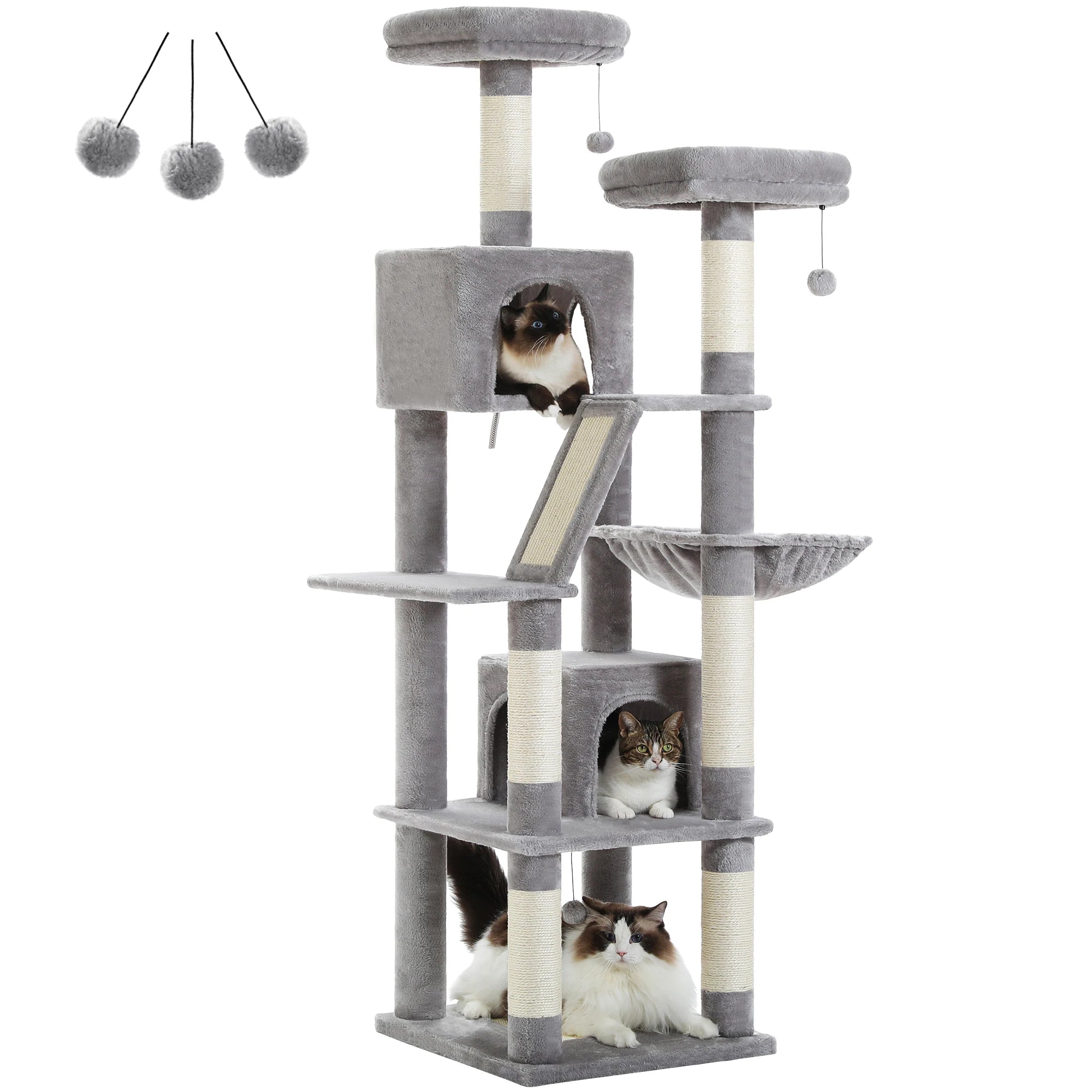 Multi-Level Cat Tree Tower – Cat Condo, Hammock & Scratching Activity Center