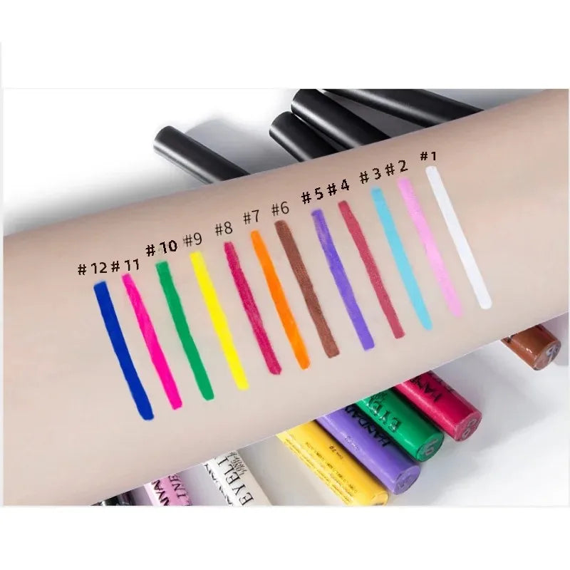 Eyeliner Néon UV — stylo liquide waterproof, fini mat, couleurs vives jaune, rouge et violet, maquillage yeux