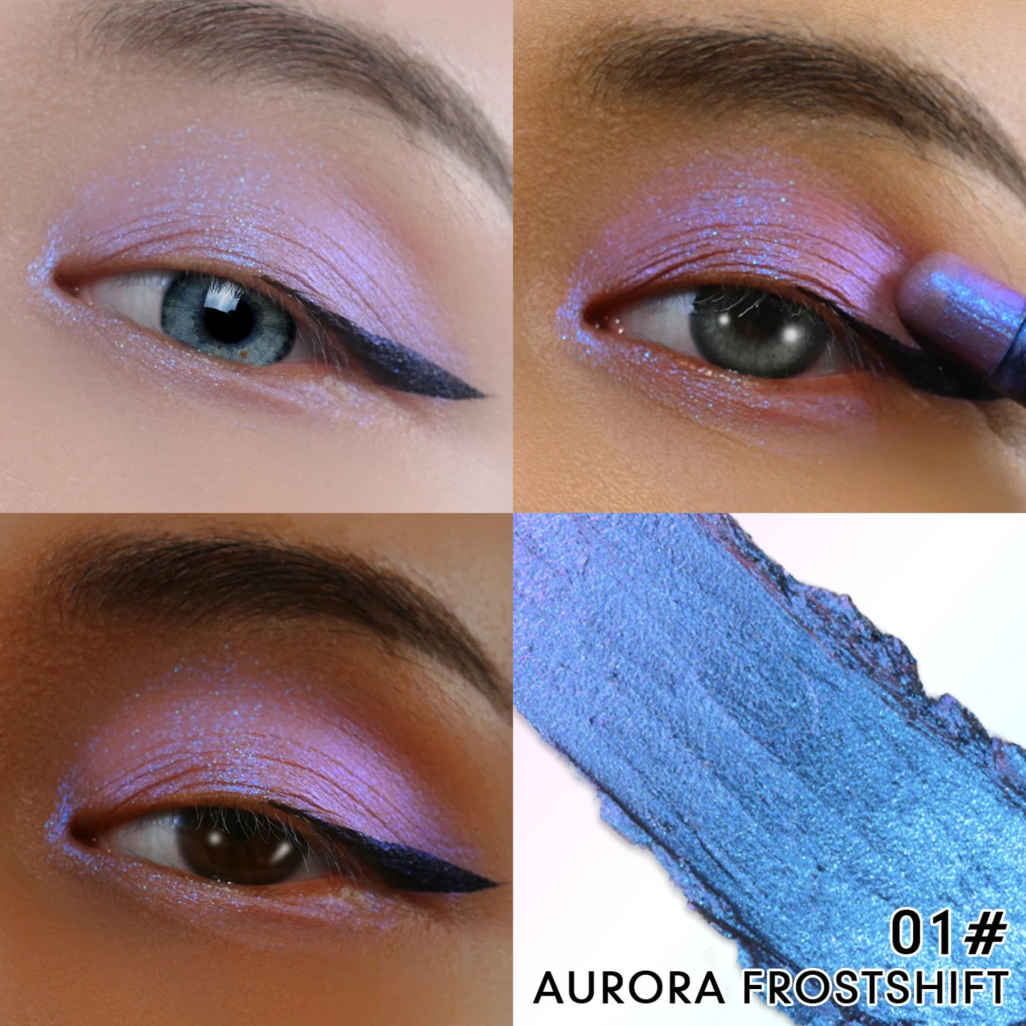 Crayon fard à paupières  double embout, multichrome pailleté, waterproof, maquillage professionnel