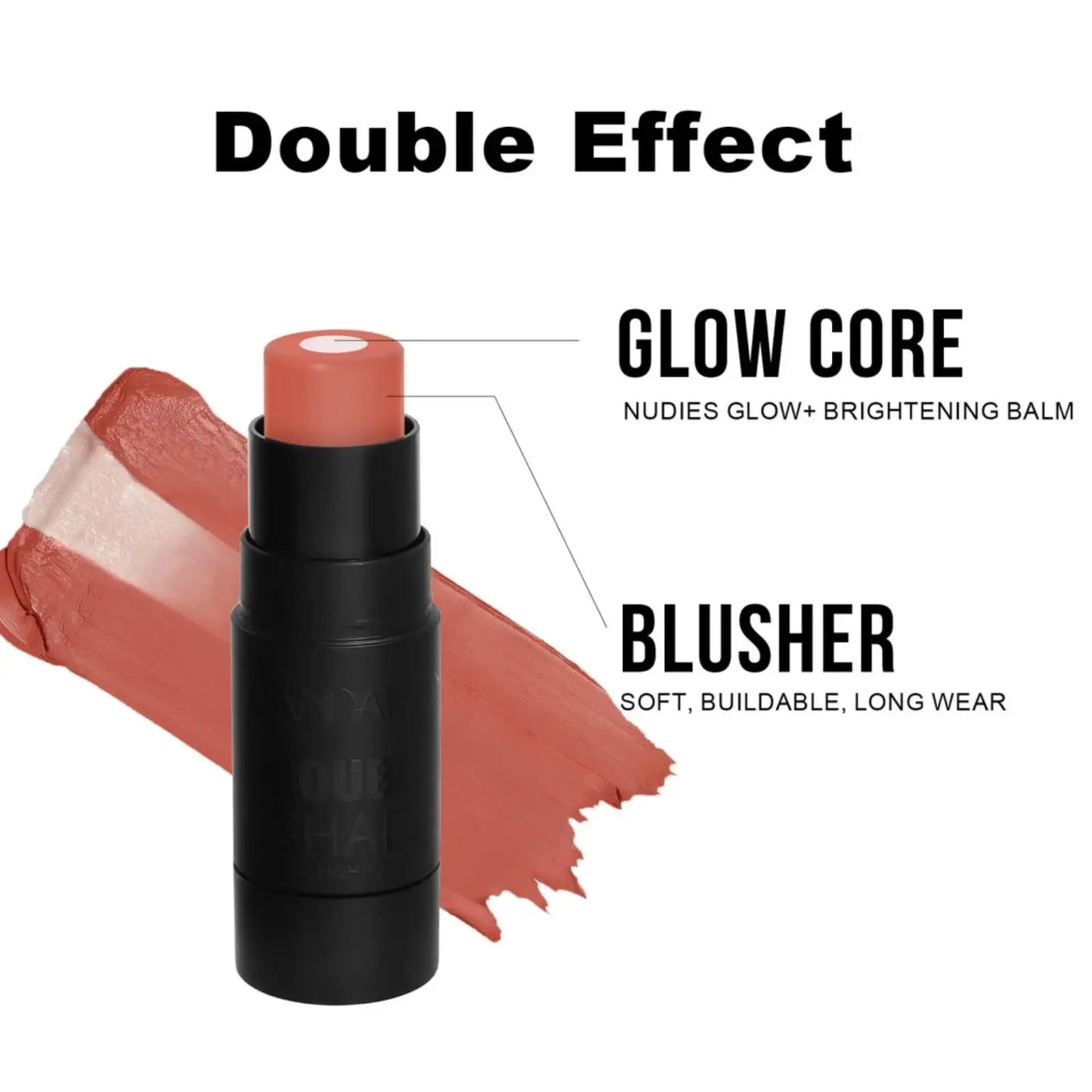 Stick Blush Velours — Crème Rouge Longue Tenue pour Joues, Lèvres et Yeux, Facile à Estomper, Fini Naturel