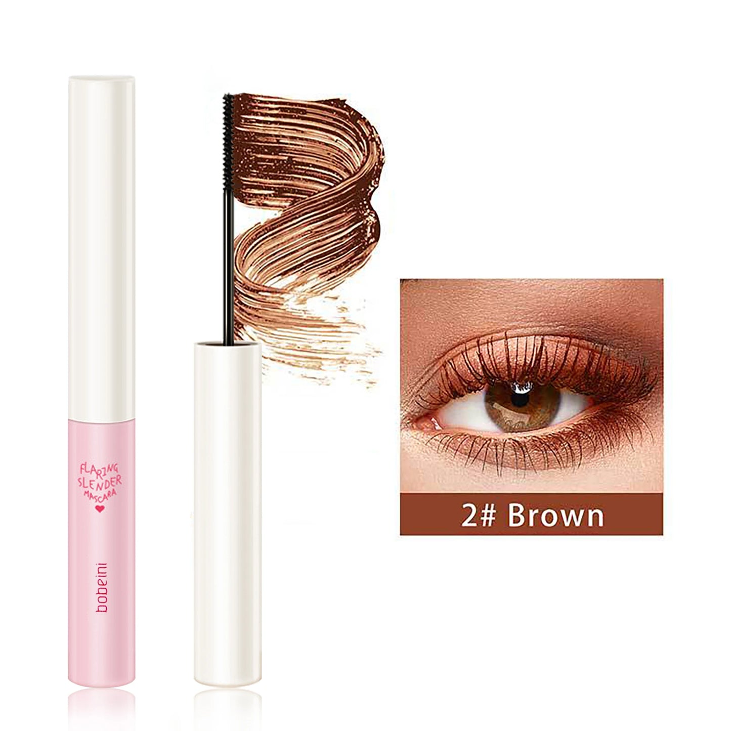 Mascara waterproof longue tenue allongeant, recourbant, fin et volumisant anti-bavure base