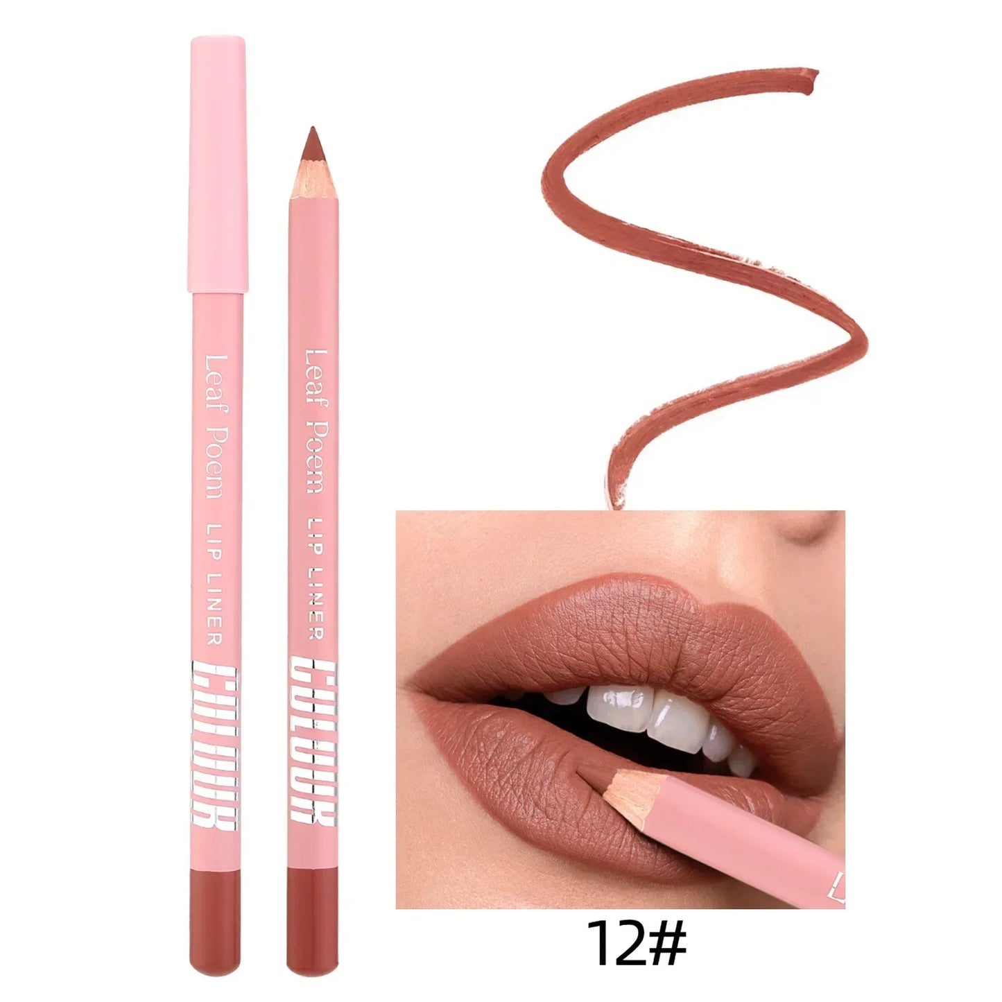 Set 12 Crayons à Lèvres Mat Nude – Longue Tenue, Waterproof, Haute Pigmentation, Crayon Contour, Outils Maquillage des Lèvres