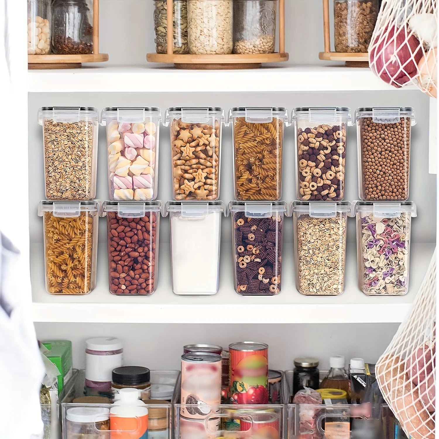 48-Piece Food Storage Container Set with Lids – Pantry Organizer Set with Labels & Marker