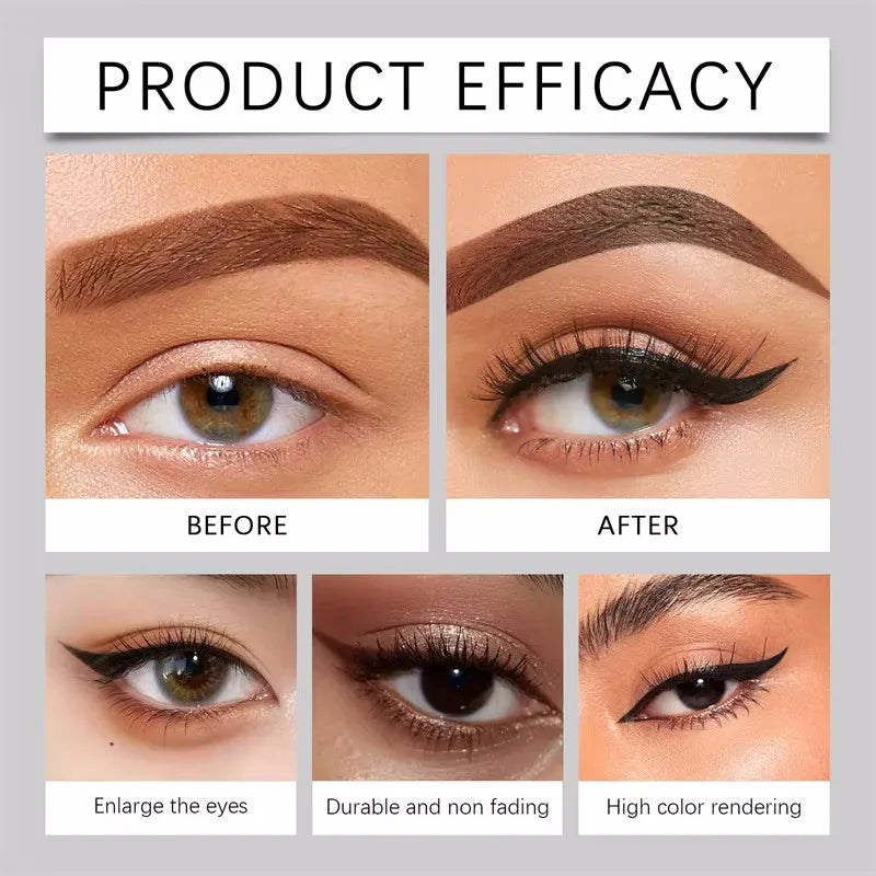 Crayon eyeliner liquide noir waterproof ultra-fin, anti-bavures, longue tenue, application lisse, effet ver de soie