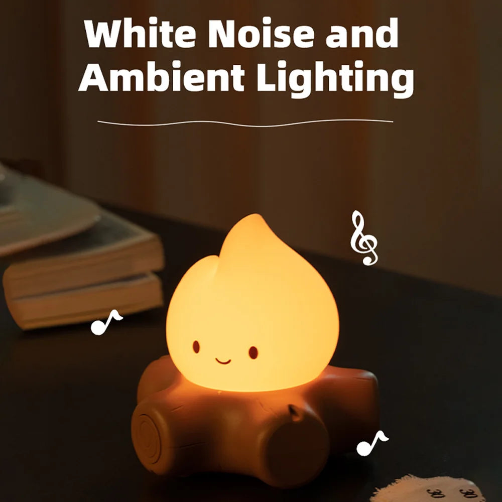 Campfire Night Light with White Noise – Cozy LED Atmosphere Lamp for Kids & Bedroom Decor