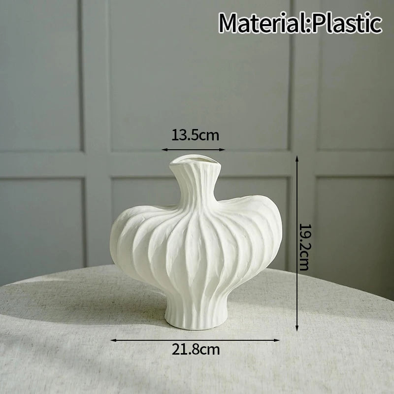 Modern White Decorative Vase – Minimalist Flower Vase for Home & Table Decor