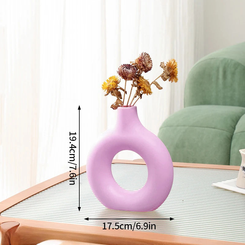 Modern White Decorative Vase – Minimalist Flower Vase for Home & Table Decor