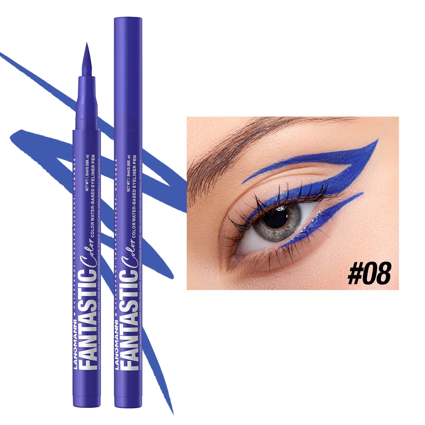 Stylo Eyeliner Liquide – 12 Couleurs, Pointe Ultra-Fine, Lisse, Facile à Appliquer, Séchage Rapide, Anti-Bavure