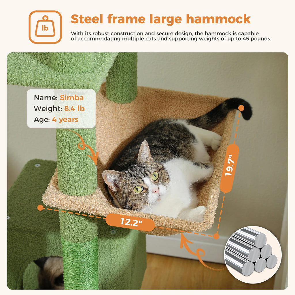 Multi-Level Cat Tree Tower – Cat Condo, Hammock & Scratching Activity Center