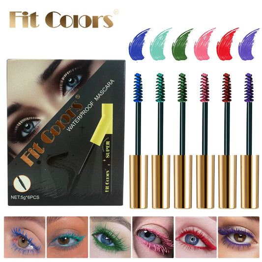 Mascara 3D épais recourbant 6 couleurs violet, blanc, rouge longue tenue anti-bavure maquillage scène