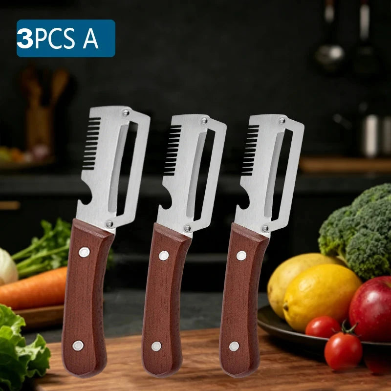 Multifunction Kitchen Peeler – Stainless Steel Vegetable Peeler, Fruit Paring Knife & 2-in-1 Bottle Opener