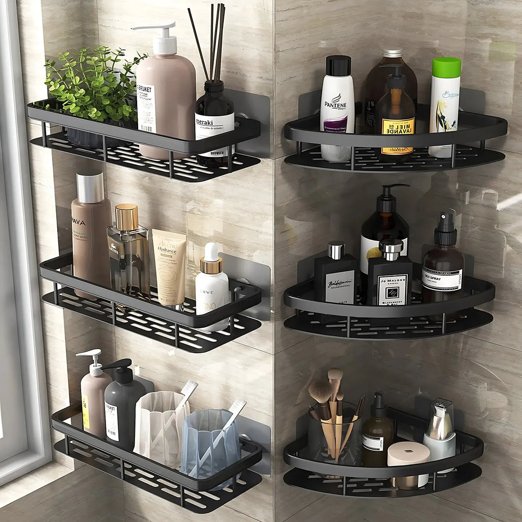 Wall Mounted Bathroom Shower Rack – Corner Shampoo & Towel Storage Shelf