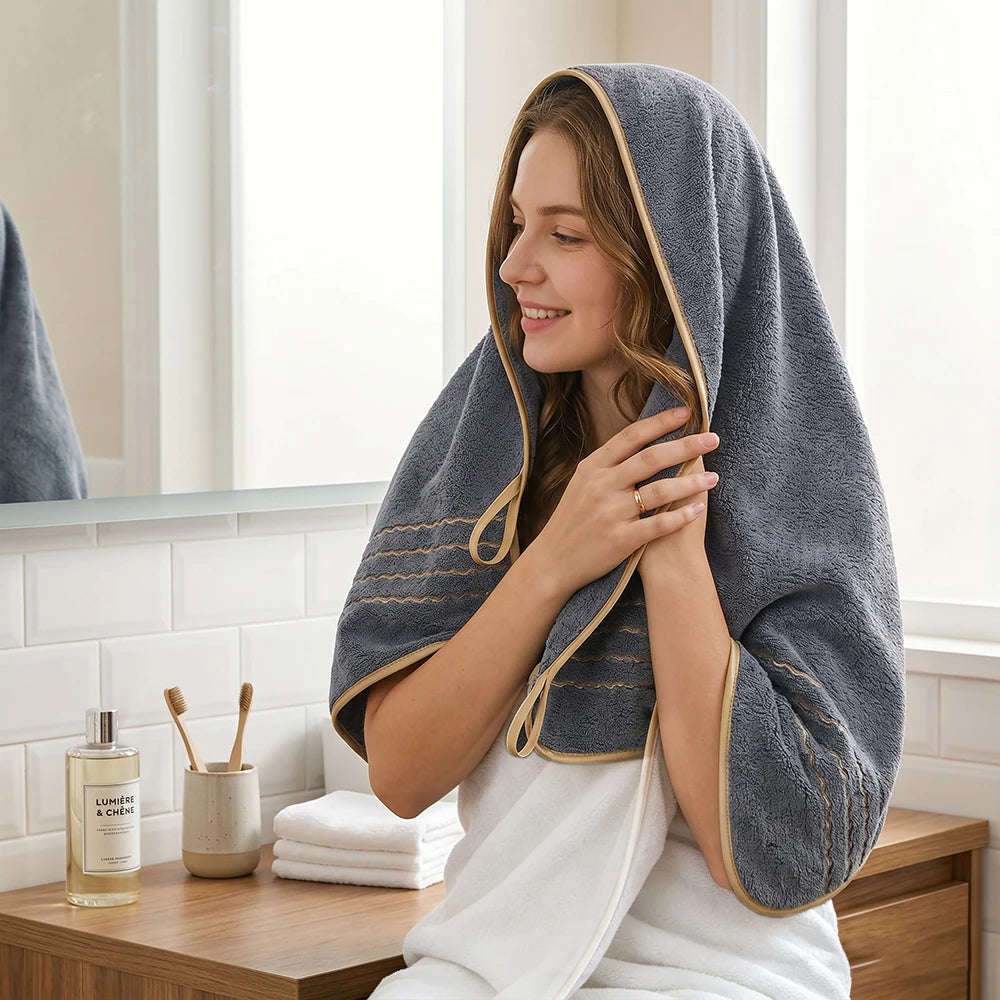 6PCS Luxury Coral Towel Set – Soft Quick-Dry Bathroom Towels