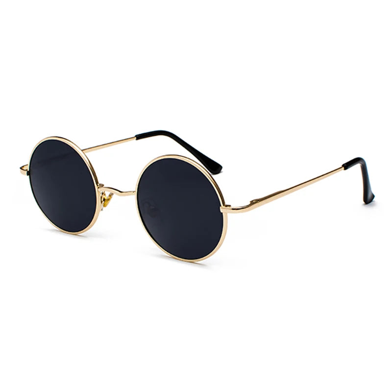 Lunettes de soleil rondes rétro vintage polarisées – Pour hommes et femmes | Monture en métal alliage de marque designer | Verres noirs avec protection UV400 | Idéales pour la conduite