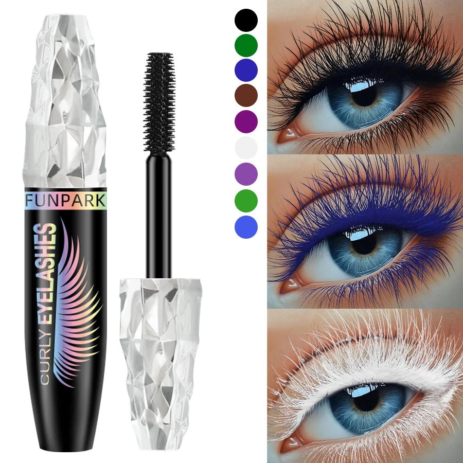 Mascara 5D 9 couleurs grands yeux waterproof épais allongeant recourbant fibres liquide extensions cils maquillage
