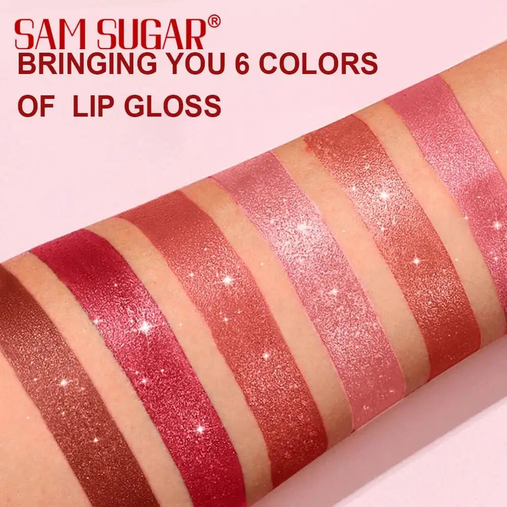 Coffret 6 rouges à lèvres – Couleurs rose diamant, chocolat et pailleté métallique | Effet scintillant et nacré | Tenue longue durée | Gloss lèvres brillant et glamour pour maquillage
