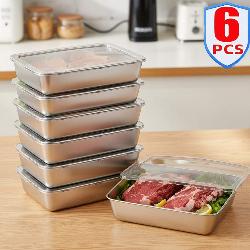 Stainless Steel Food Storage Container with Lid – Rectangle Refrigerator Organizer