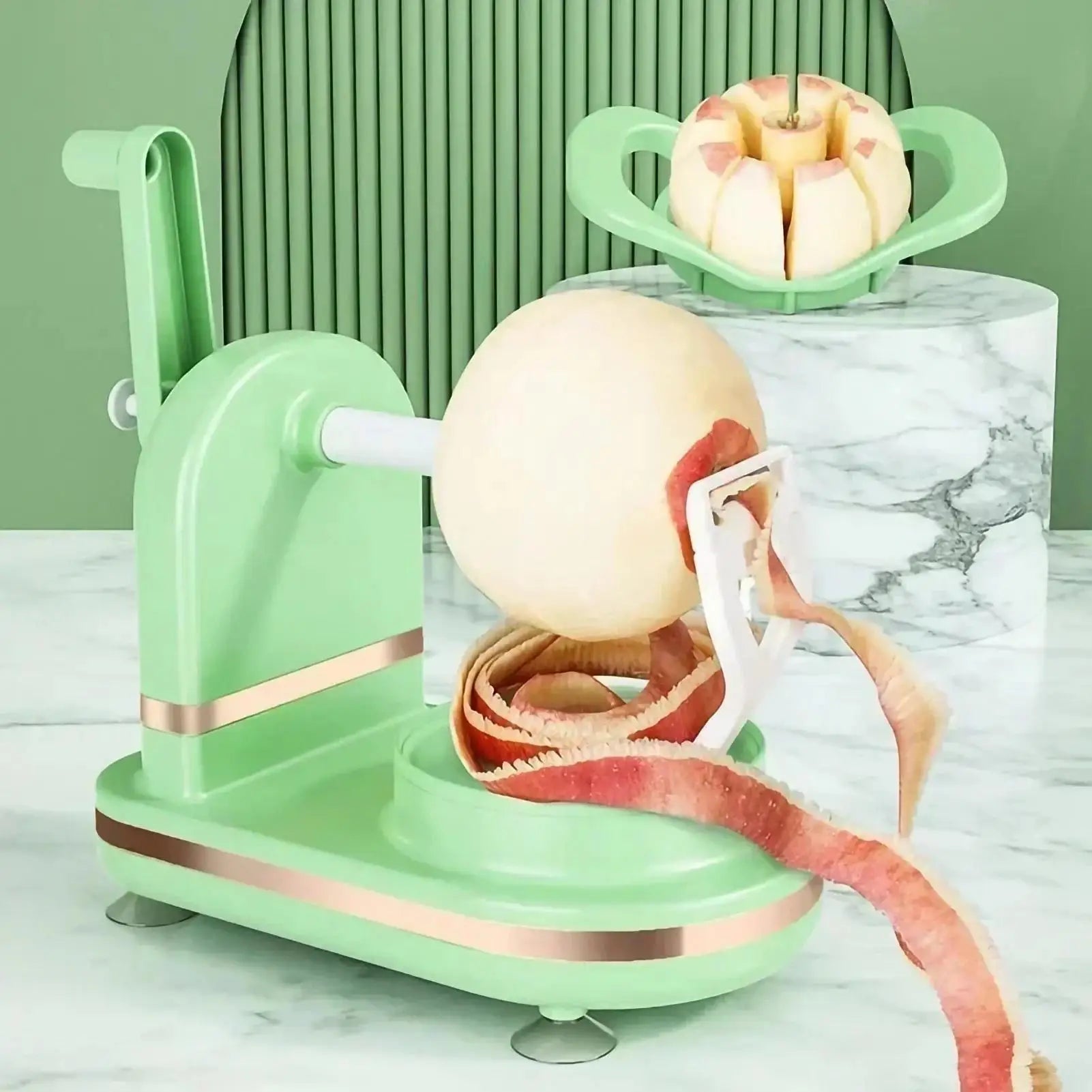 Manual Hand Crank Apple Peeler, Slicer & Corer – Fruit Peeling Machine with Divider and Replacement Blades