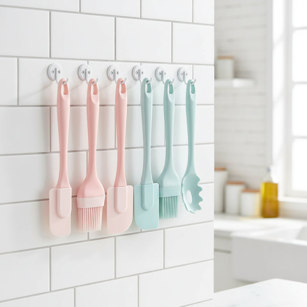 3-Piece Silicone Spatula Set – Cake Scraper, Butter Spatula & Oil Brush Baking Tools