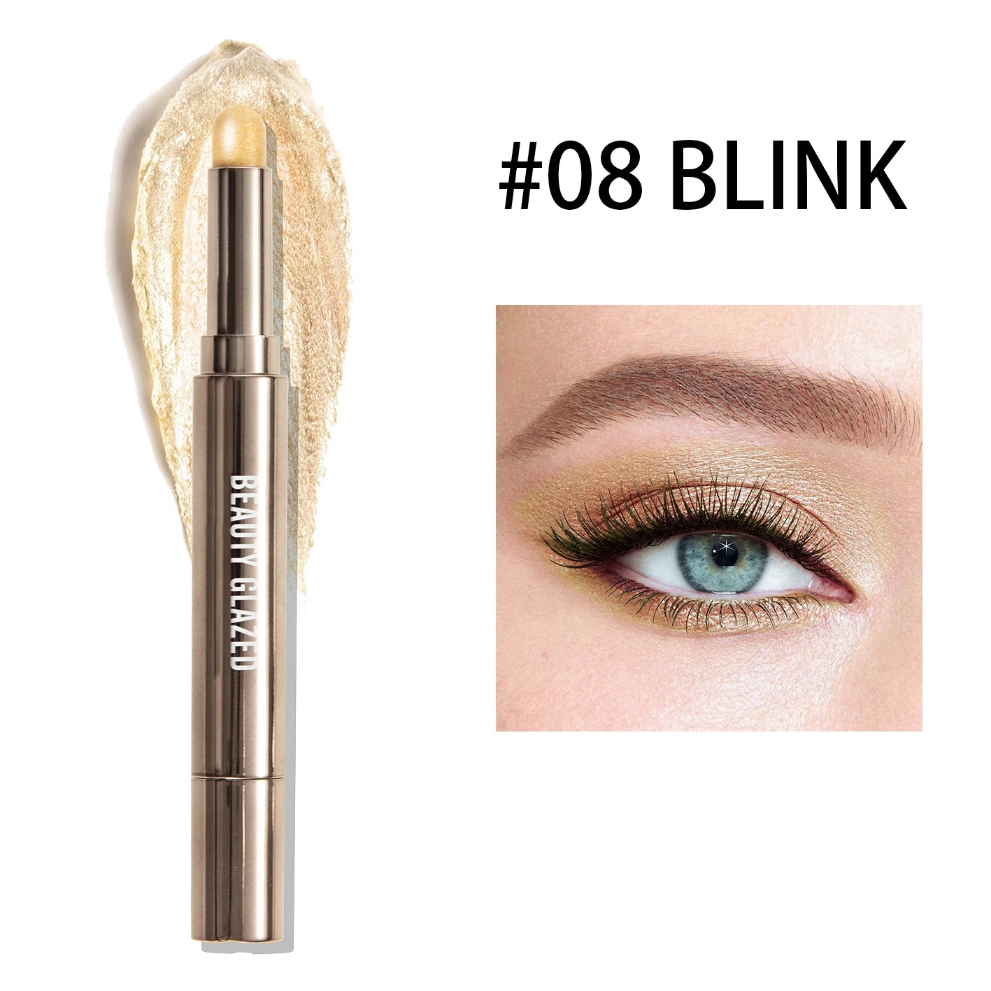 Crayon fard à paupières double embout 10 couleurs, nacré, longue tenue, avec pinceau-éponge pour contour facile