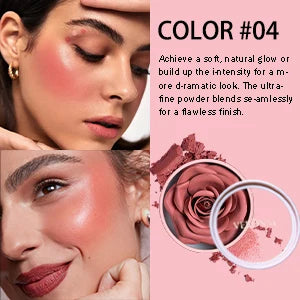 Blush 3D pétale de rose – Maquillage et highlighter, résistant à l’eau et longue tenue – Poudre visage en forme de fleur, blush style rose