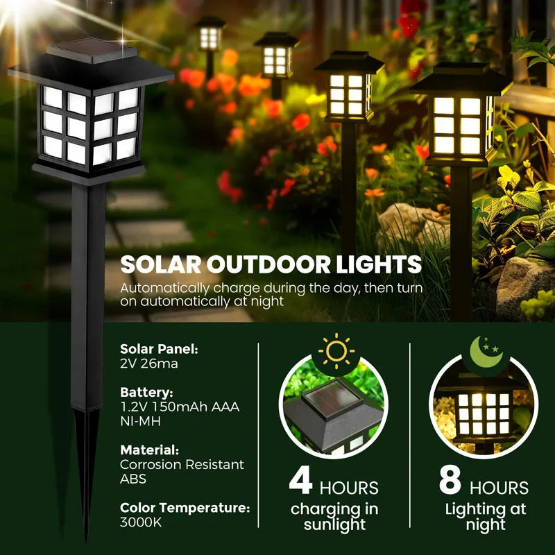 8-Pack Solar Pathway Lights – Waterproof Outdoor Garden & Landscape Lighting