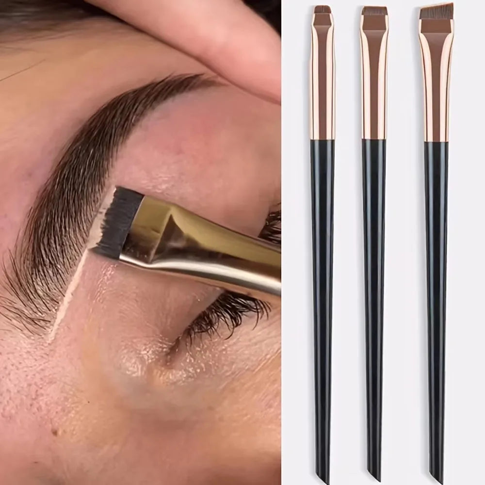 Ensemble de pinceaux de maquillage 3 pièces : pinceau pour eye-liner en forme de faucille, pinceau à sourcils à angle fin, pinceau pour eye-liner, pinceau pour fard à paupières ultra fin