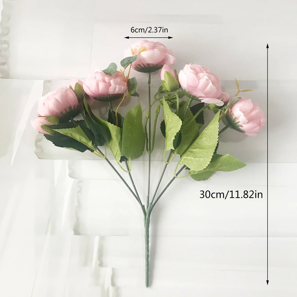 30CM Silk Peony Bouquet – Artificial Pink Flowers for Home & Wedding Décor