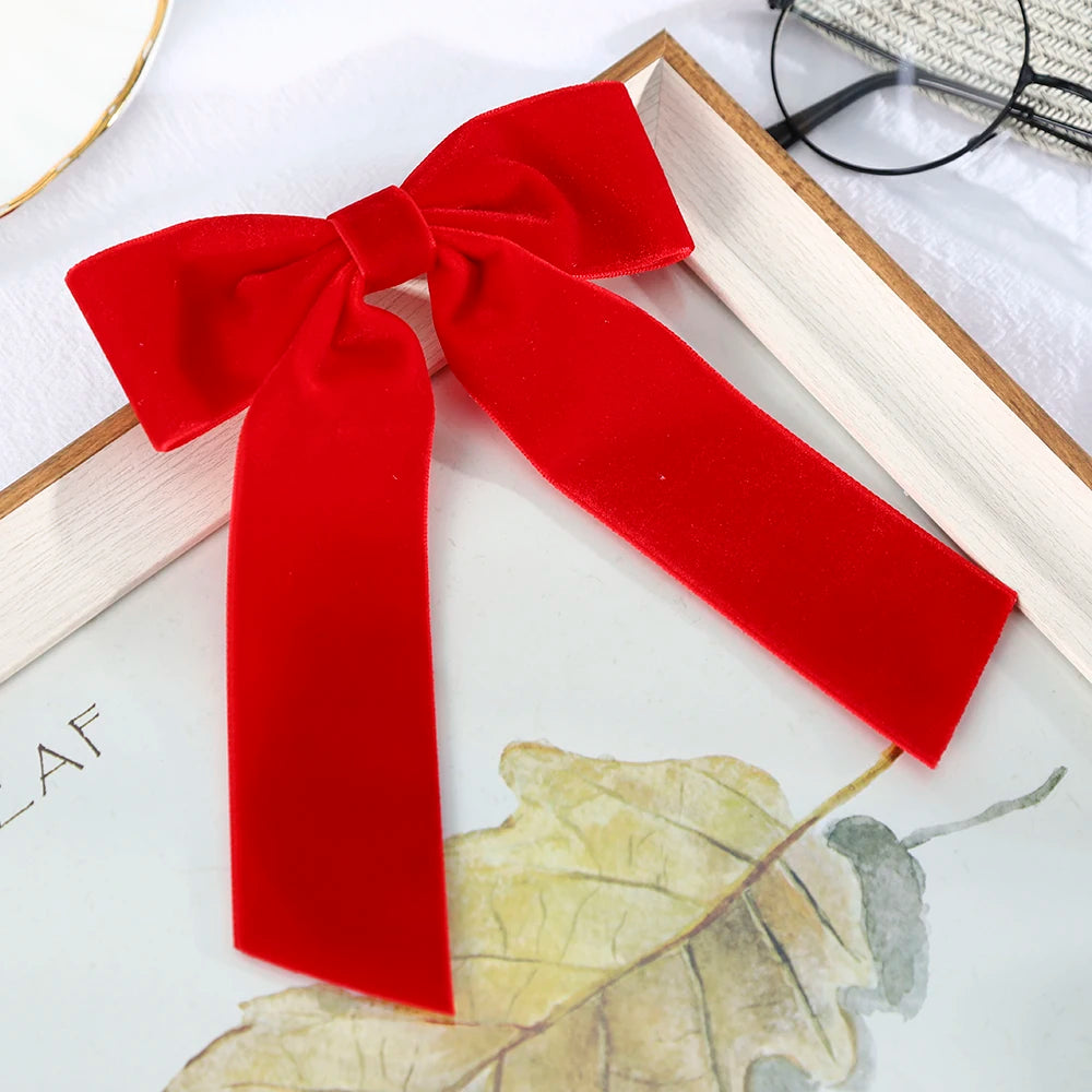 « Barrettes Femme – Nœud Velours, Noir & Rouge »