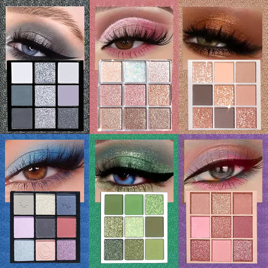 Palette fards à paupières 9 couleurs, maquillage yeux et visage, contouring et highlighter, waterproof, longue tenue, tous types de peau, unisexe