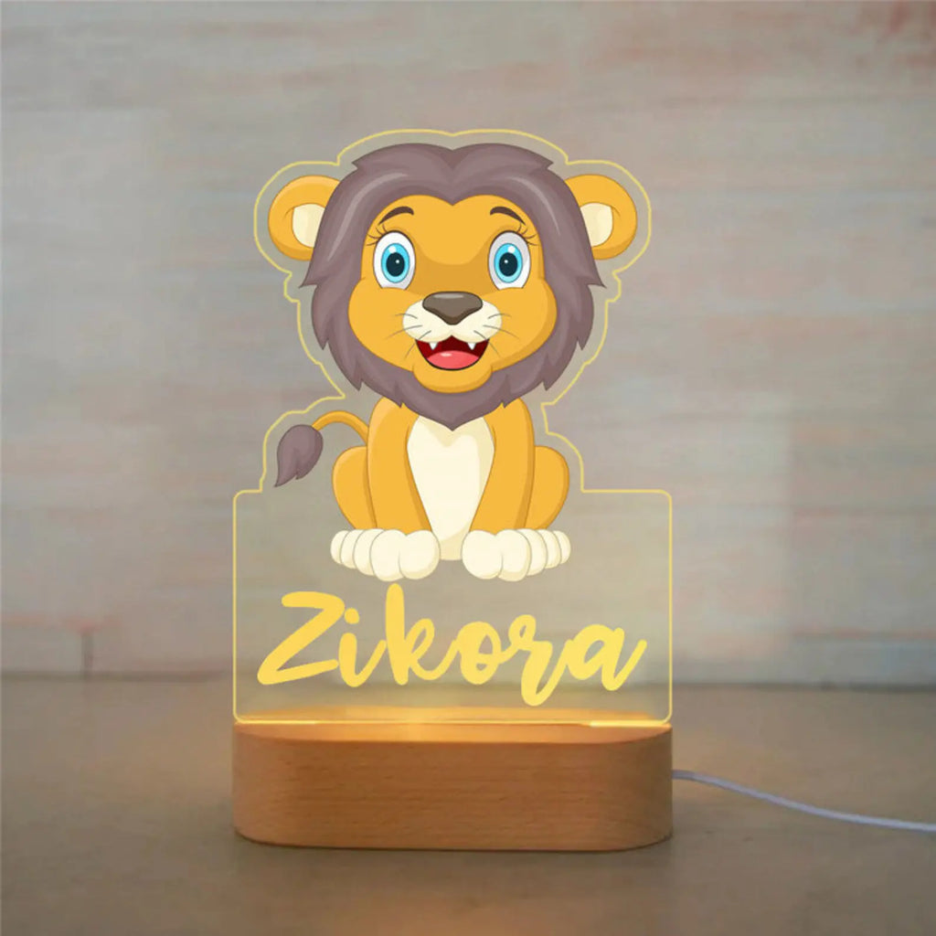 Personalized Animal Night Light with Custom Name – Acrylic LED Lamp for Kids' Bedrooms