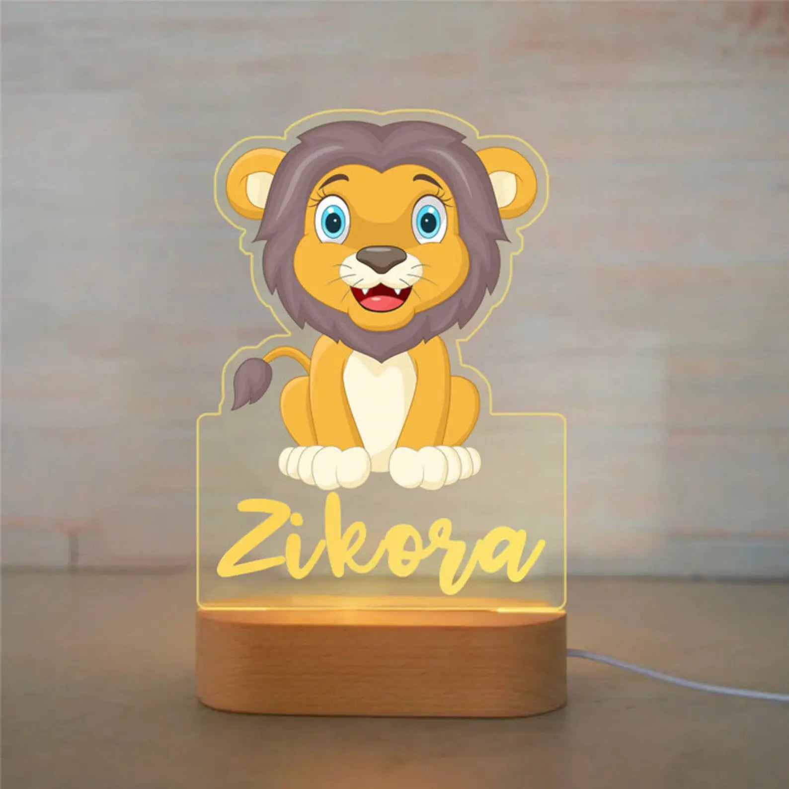 Personalized Animal Night Light with Custom Name – Acrylic LED Lamp for Kids' Bedrooms