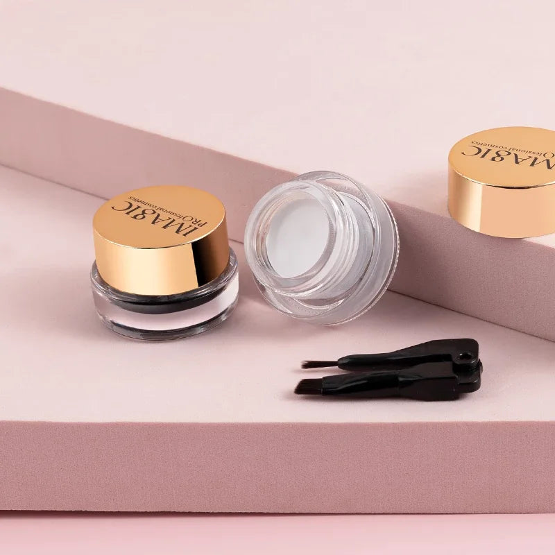 IMAGIC – Eyeliner Gel 3 couleurs, imperméable, séchage rapide, crème pour les yeux longue durée avec brosse, cosmétique professionnel noir/blanc/bleu